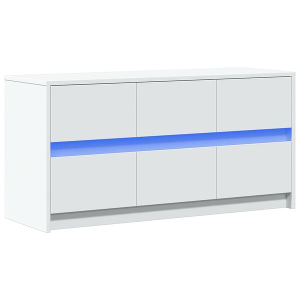 vidaXL Έπιπλο Τηλεόρασης με LED Λευκό 100x34x50 εκ. από Επεξ. Ξύλο