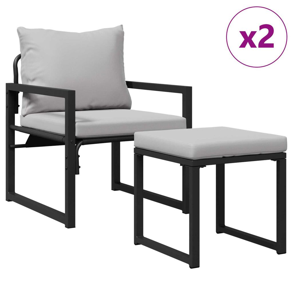 vidaXL Σετ Καναπέ Κήπου 4 pcs Μαύρο 61 x 72.5 x 71 εκ. Ατσάλι