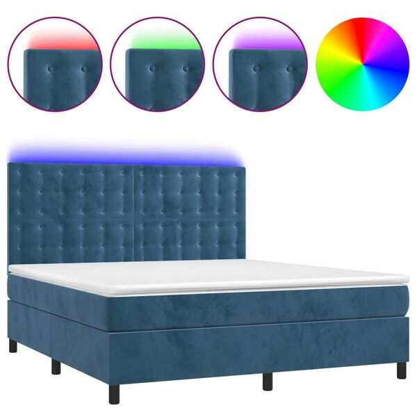 vidaXL &Kappa;&rho;&epsilon;&beta;ά&tau;&iota; Boxspring &mu;&epsilon; &Sigma;&tau;&rho;ώ&mu;&alpha; & LED &Sigma;&kappa;. &Mu;&pi;&lambda;&epsilon; 180x200&epsilon;&kappa;. &Beta;&epsilon;&lambda;&omicron;ύ&delta;&iota;&nu;&omicron;