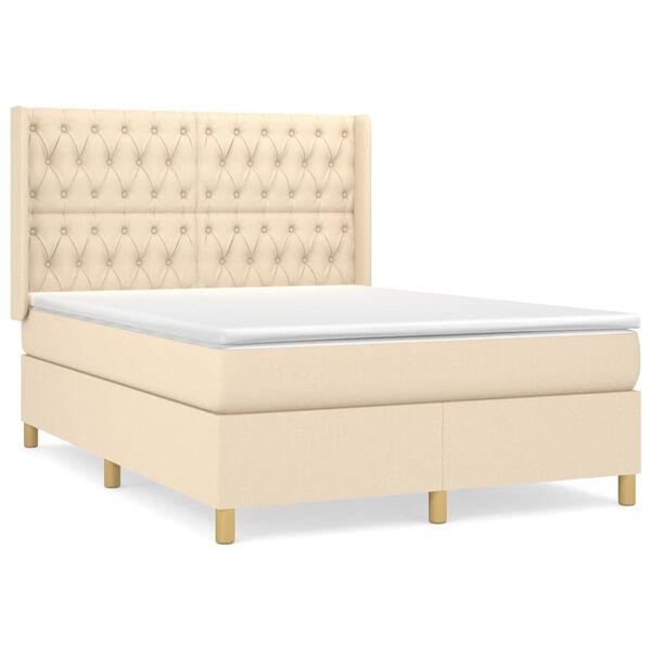 vidaXL &Kappa;&rho;&epsilon;&beta;ά&tau;&iota; Boxspring &mu;&epsilon; &Sigma;&tau;&rho;ώ&mu;&alpha; &Kappa;&rho;&epsilon;&mu; 140x190 &epsilon;&kappa;. &Upsilon;&phi;&alpha;&sigma;&mu;ά&tau;&iota;&nu;&omicron;