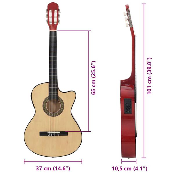 vidaXL Κιθάρα Western Classical Cutaway με Ισοσταθμιτή 6 Χορδές Μαύρη