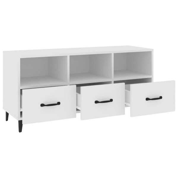 vidaXL Έπιπλο Τηλεόρασης άσπρο 102 x 35 x 50 εκ. Επεξεργασμένο Ξύλο