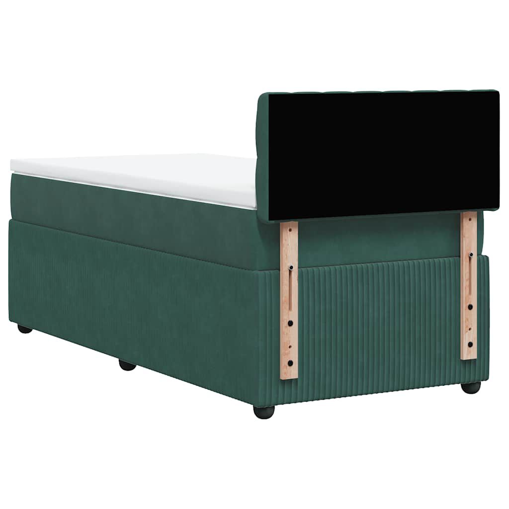 vidaXL Κρεβάτι Boxspring με Στρώμα Σκούρο Πράσινο 80x200 εκ. Βελούδινο