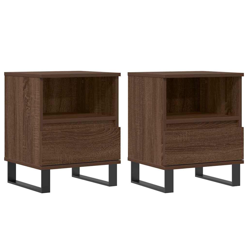 vidaXL Κομοδίνα 2 τεμ. Καφέ Δρυς 40 x 35 x 50 εκ. από Επεξεργ. Ξύλο