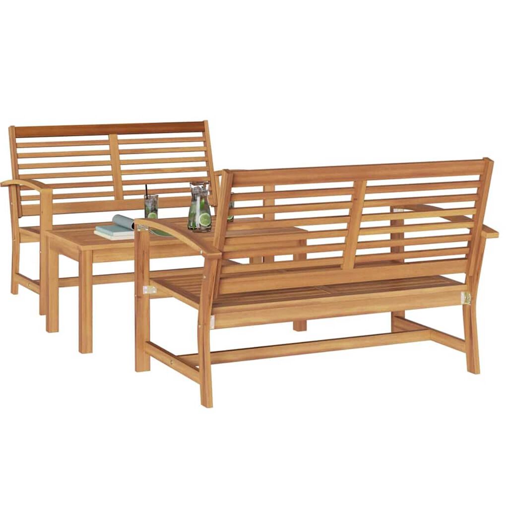 Σετ Καναπέ Κήπου 3 pcs Φυσικό Μασίφ ξύλο teak