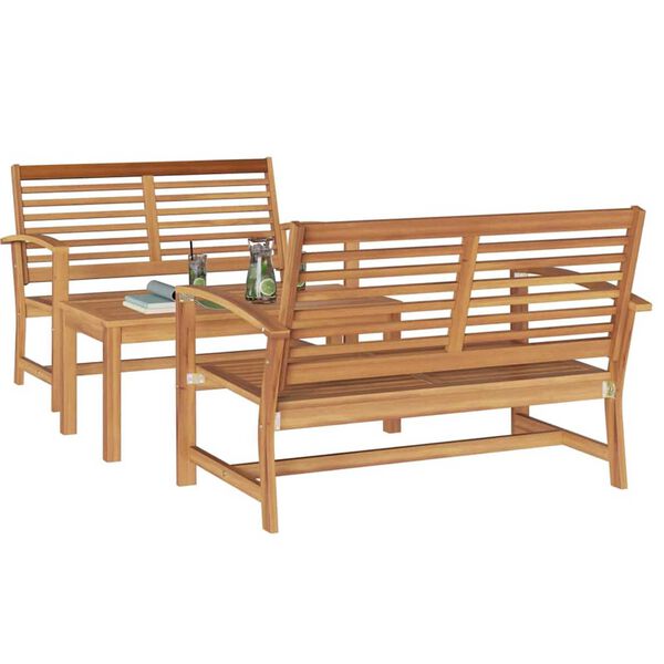 Σετ Καναπέ Κήπου 3 pcs Φυσικό Μασίφ ξύλο teak