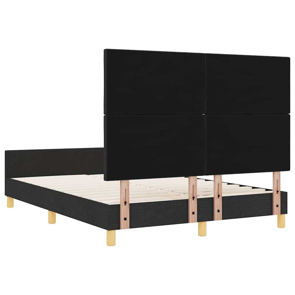 vidaXL Σκελετός Κρεβατιού με κεφαλάρι Μαύρο 140 x 190 cm ύφασμα