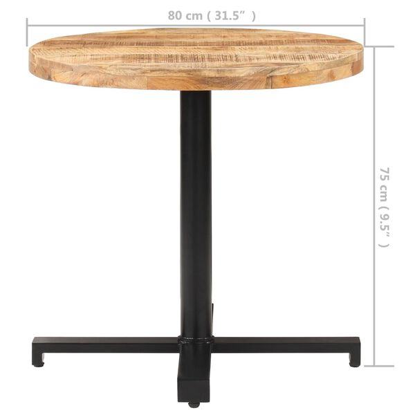 vidaXL Τραπέζι Bistro Στρογγυλό Ø80 x 75 εκ. Ακατέργαστο Ξύλο Μάνγκο