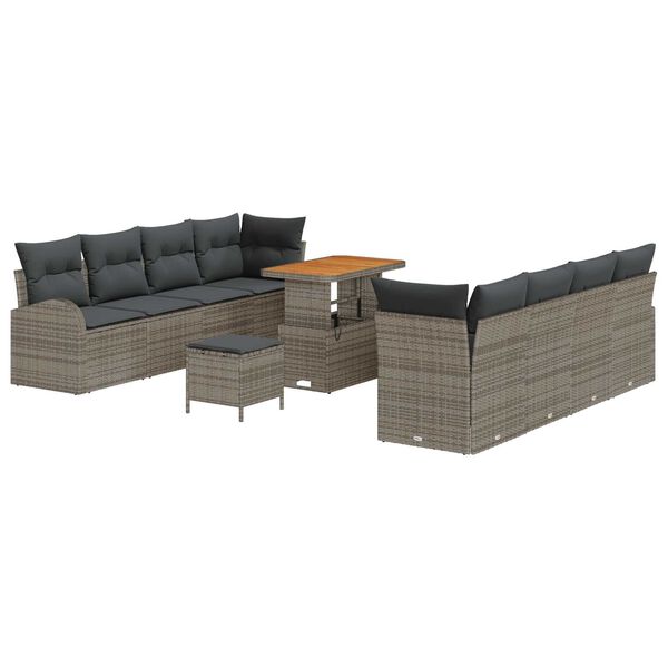 vidaXL Σετ Καναπέ Κήπου με μαξιλάρι 11 pcs Γκρι 90 x 55 x 71 cm