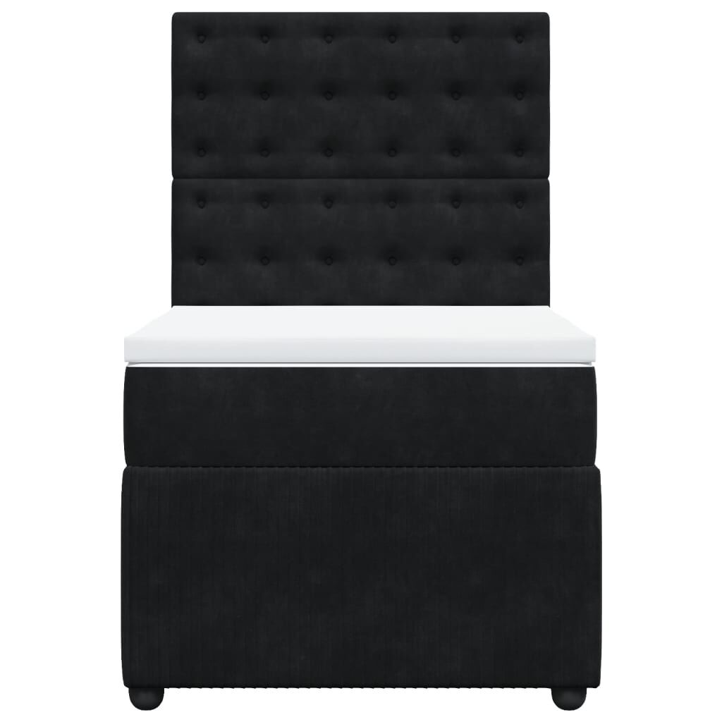 vidaXL Κρεβάτι Boxspring με Στρώμα Μαύρο 80 x 200 εκ. Βελούδινο