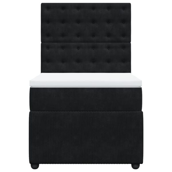 vidaXL Κρεβάτι Boxspring με Στρώμα Μαύρο 80 x 200 εκ. Βελούδινο