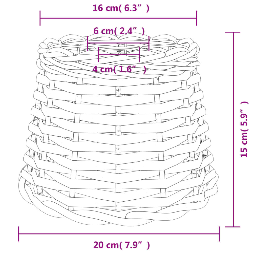 vidaXL Καπέλο Φωτιστικού Οροφής Λευκό Ø20x15 εκ. από Wicker