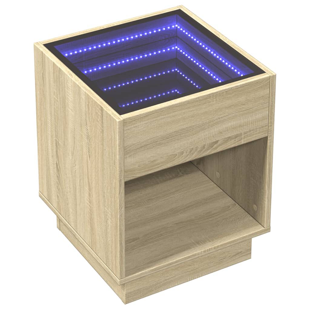 vidaXL Κομοδίνο Άπειρο Φως LED Sonoma Δρυς 40x40x50 εκ.