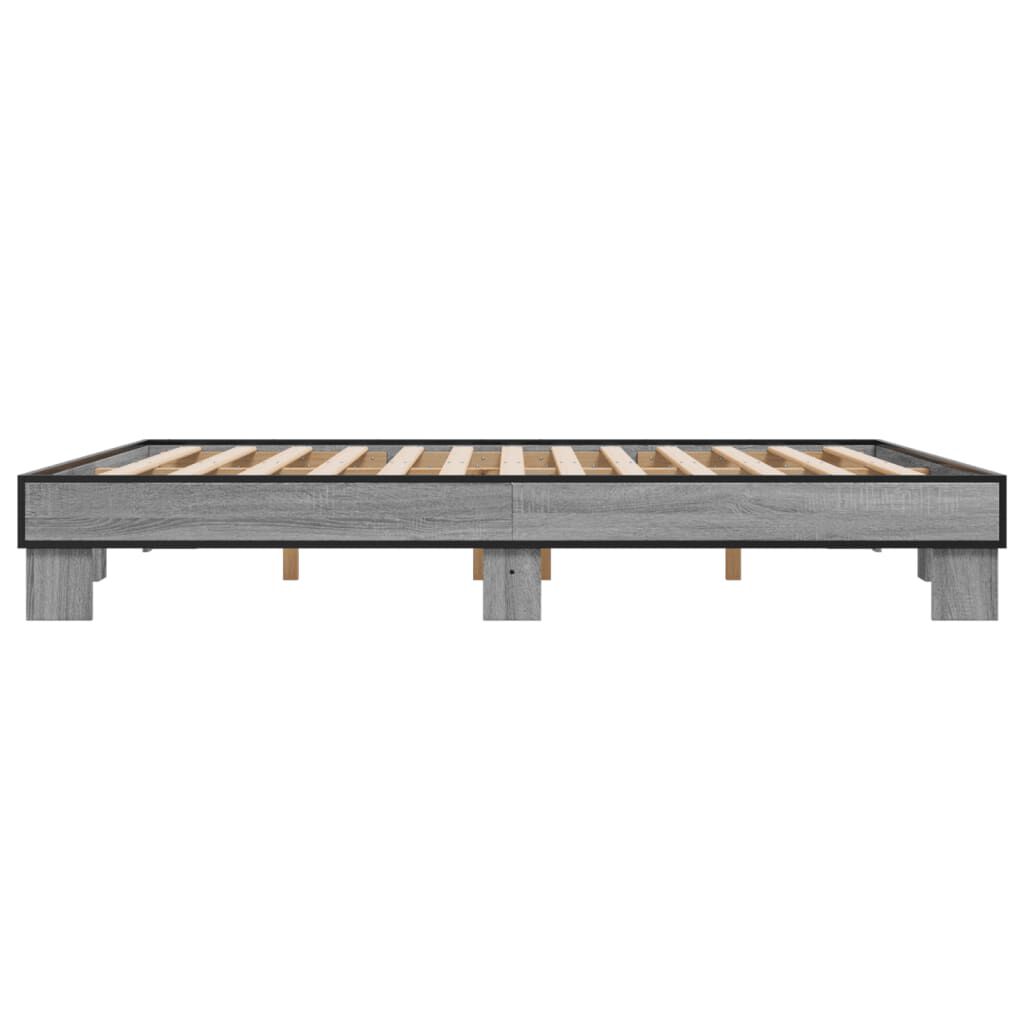 vidaXL Πλαίσιο Κρεβατιού Γκρι Sonoma 160x200 εκ. Επεξ. Ξύλο & Μέταλλο