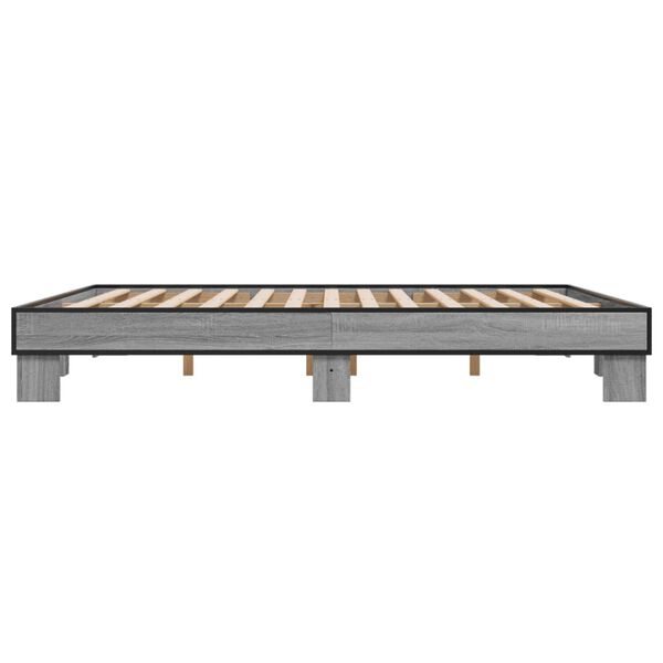 vidaXL Πλαίσιο Κρεβατιού Γκρι Sonoma 160x200 εκ. Επεξ. Ξύλο & Μέταλλο