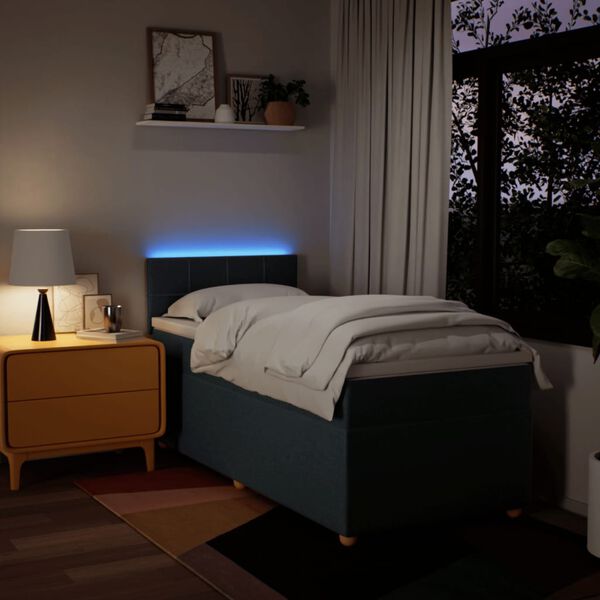 vidaXL Κρεβάτι Boxspring με Στρώμα Μπλε 90x190 εκ.Υφασμάτινο