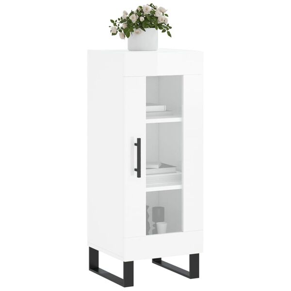 vidaXL Ντουλάπι Γυαλιστερό Λευκό 34,5x34x90 εκ. Επεξεργασμένο Ξύλο