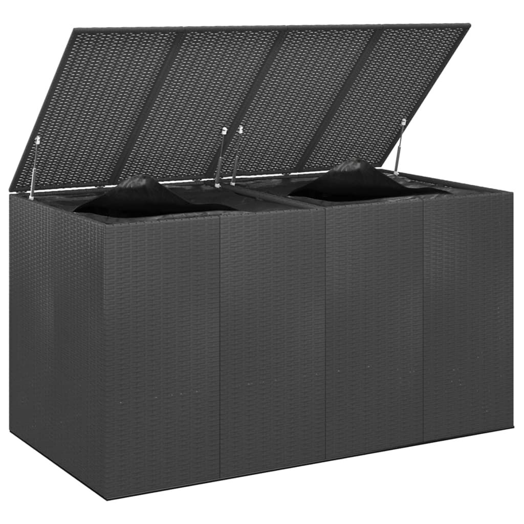 vidaXL Κουτί Μαξιλαριού Κήπου Μαύρο 194x100x103 εκ. Ρατάν Πολυαιθ.