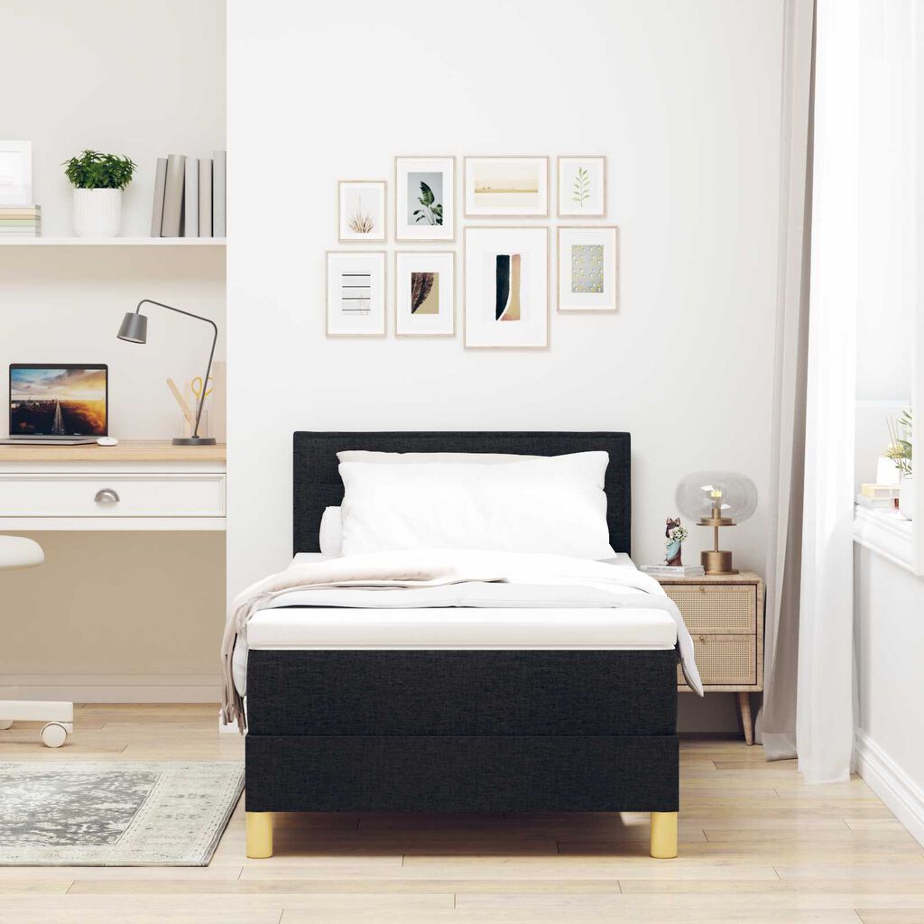 vidaXL Κρεβάτι Box Spring με Στρώμα Μαύρο 80x200 εκ Ύφασμα