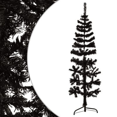 vidaXL Χριστουγεν. Δέντρο Slim Τεχνητό Μισό με Βάση Μαύρο 150 εκ.