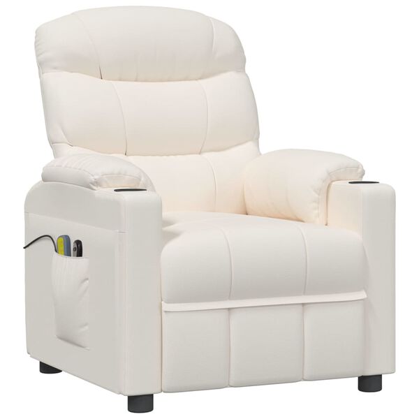 vidaXL Πολυθρόνα Μασάζ Ηλεκτρική Κρεμ από Συνθετικό Δέρμα