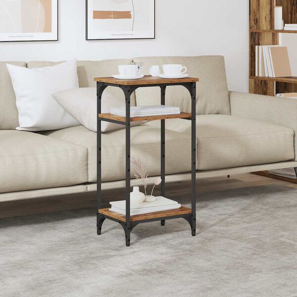 vidaXL Τραπεζάκι Πλευράς με ράφι Παλαιό ξύλο 40 x 30 x 75 cm