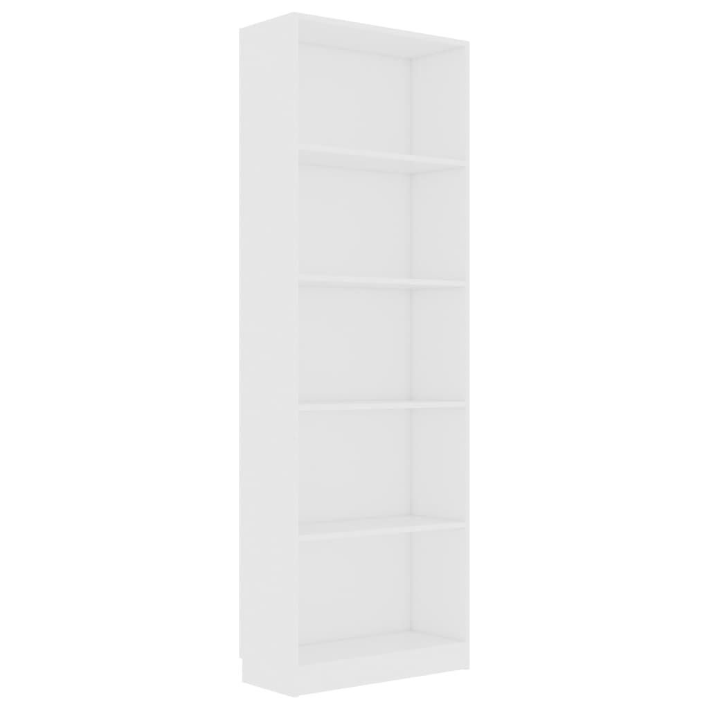 vidaXL Βιβλιοθήκη με 5 Ράφια Λευκή 60 x 24 x 175 εκ. από Επεξ. Ξύλο
