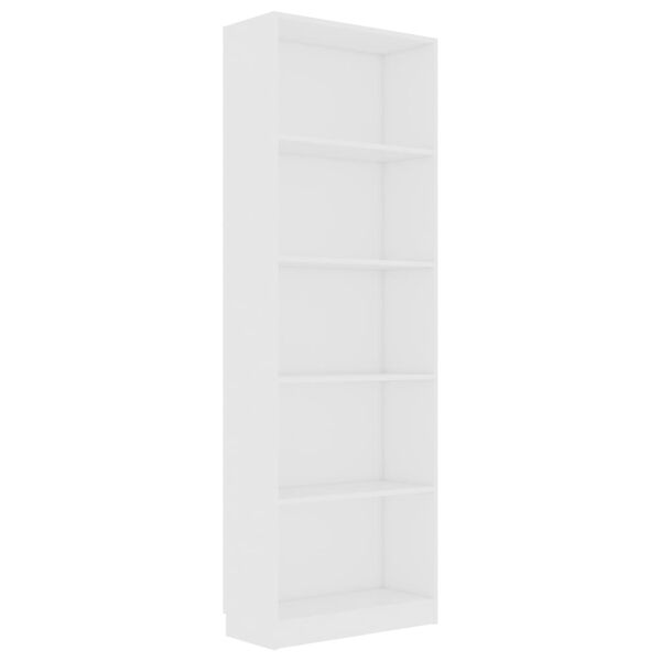 vidaXL Βιβλιοθήκη με 5 Ράφια Λευκή 60 x 24 x 175 εκ. από Επεξ. Ξύλο