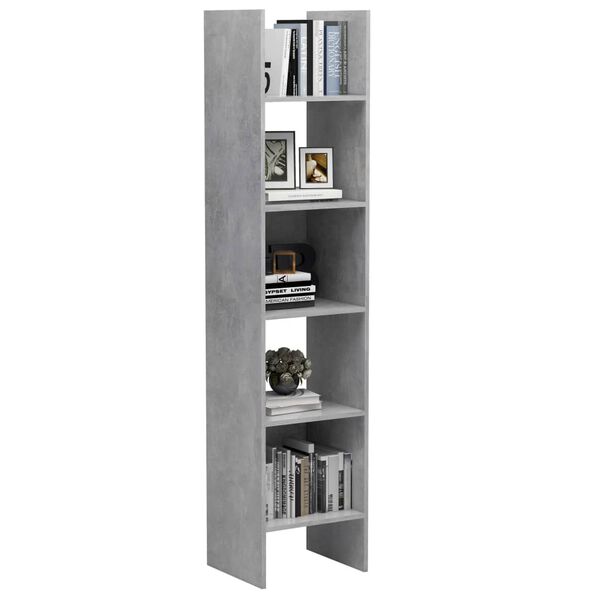 vidaXL Βιβλιοθήκη Γκρι Σκυροδέματος 40 x 35 x 180 εκ. από Επεξ. Ξύλο