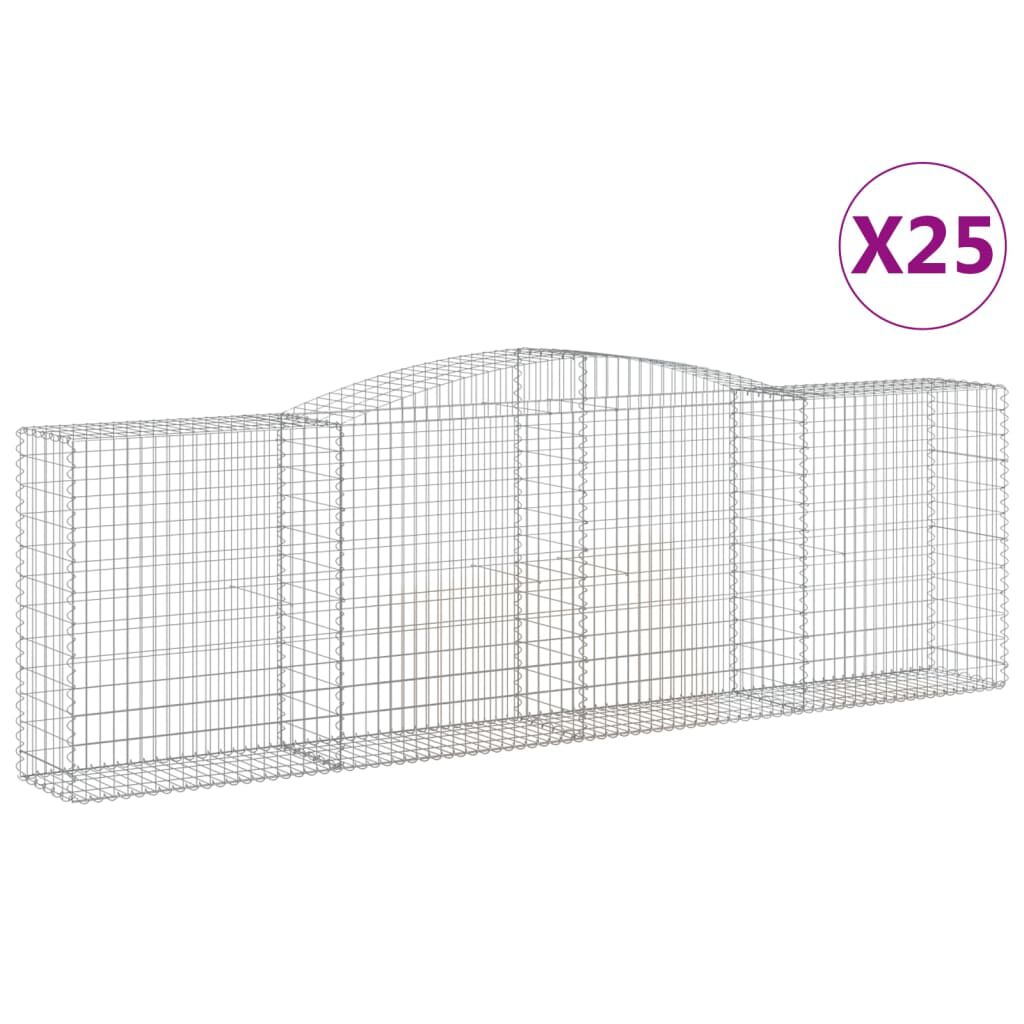 vidaXL Συρματοκιβώτια Τοξωτά 25 τεμ. 400x50x120/140 εκ. Γαλβαν. Ατσάλι