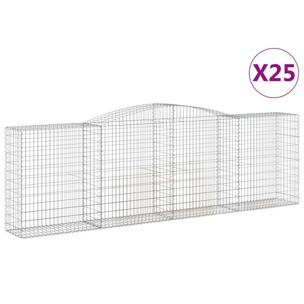 vidaXL Συρματοκιβώτια Τοξωτά 25 τεμ. 400x50x120/140 εκ. Γαλβαν. Ατσάλι