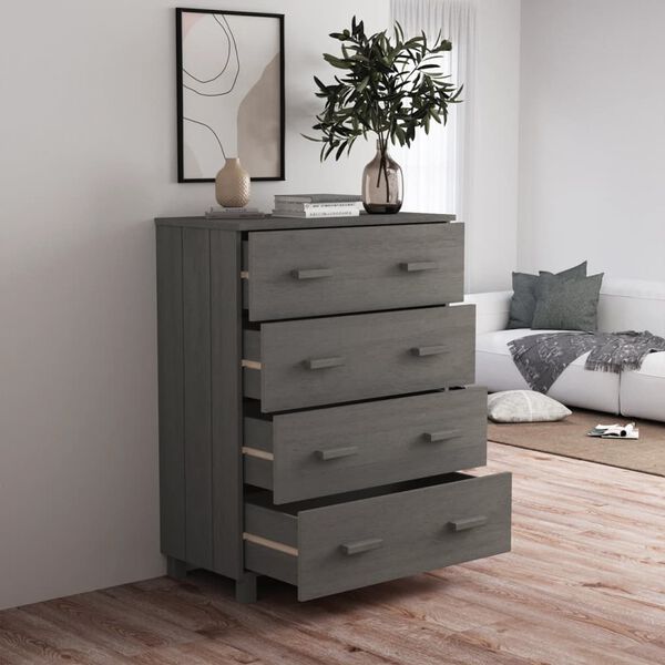 vidaXL Συρταριέρα HAMAR Αν. Γκρι 79x40x103,5εκ. από Μασίφ Ξύλο Πεύκου