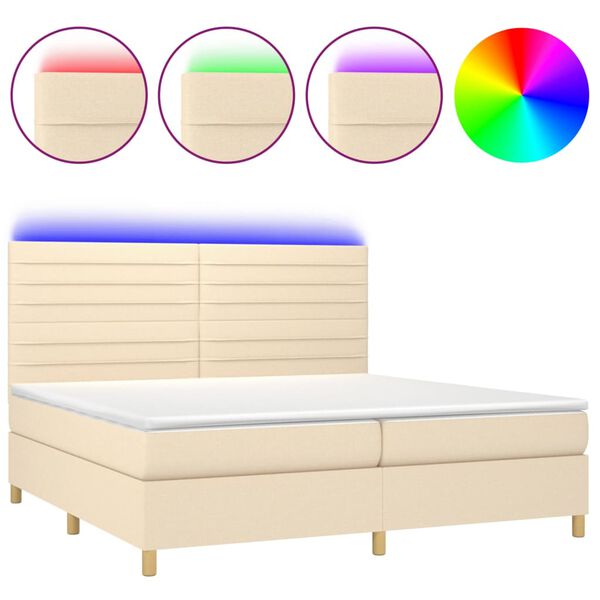 vidaXL &Kappa;&rho;&epsilon;&beta;ά&tau;&iota; Boxspring &mu;&epsilon; &Sigma;&tau;&rho;ώ&mu;&alpha; & LED &Kappa;&rho;&epsilon;&mu; 200x200 &epsilon;&kappa;. &Upsilon;&phi;&alpha;&sigma;&mu;ά&tau;&iota;&nu;&omicron;
