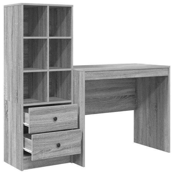 vidaXL Γραφείο με αποθηκευτικό χώρο 2 pcs Γκρι sonoma 90 x 50 x 76 εκ.