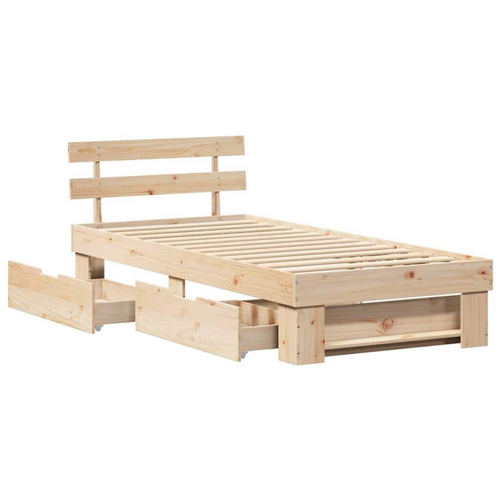 vidaXL Σκελετός Κρεβατιού Καφέ 80 x 200 cm Μασίφ ξύλο πεύκου