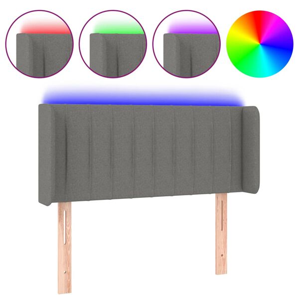 vidaXL Κεφαλάρι Κρεβατιού LED Σκούρο Γκρι 83x16x78/88 εκ. Υφασμάτινο