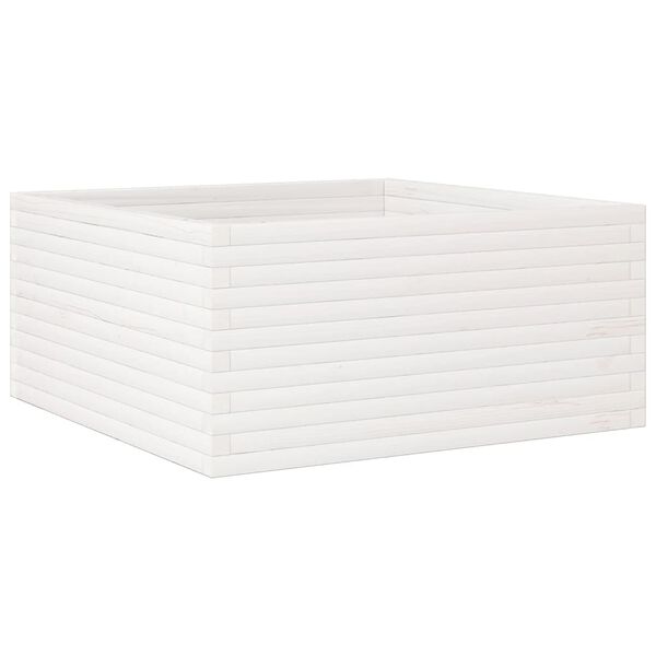 vidaXL Ζαρντινιέρα Κήπου Λευκή 100x100x46 εκ. από Μασίφ Ξύλο Πεύκου
