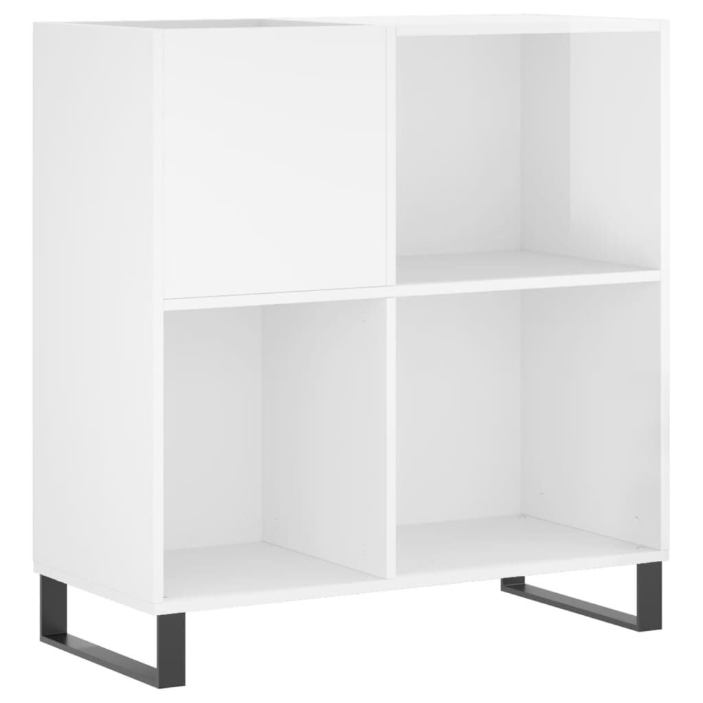 vidaXL Δισκοθήκη Γυαλιστερή Λευκή 84,5 x 38x 89 εκ. από Επεξεργ. Ξύλο
