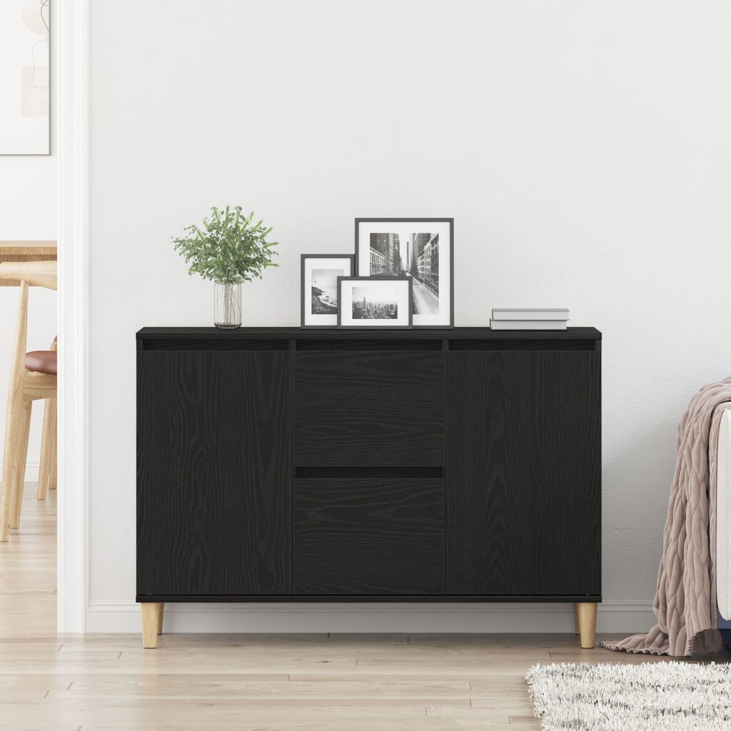 vidaXL Πλαϊνό Γραφείο Μαύρο Δρυς 101x35x60 εκ. Φτιαγμένο από ξύλο