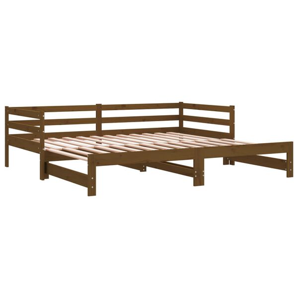 vidaXL Καναπές Κρεβάτι Καφέ Μελί 2 x (90 x 200) εκ. Μασίφ Ξύλο Πεύκου