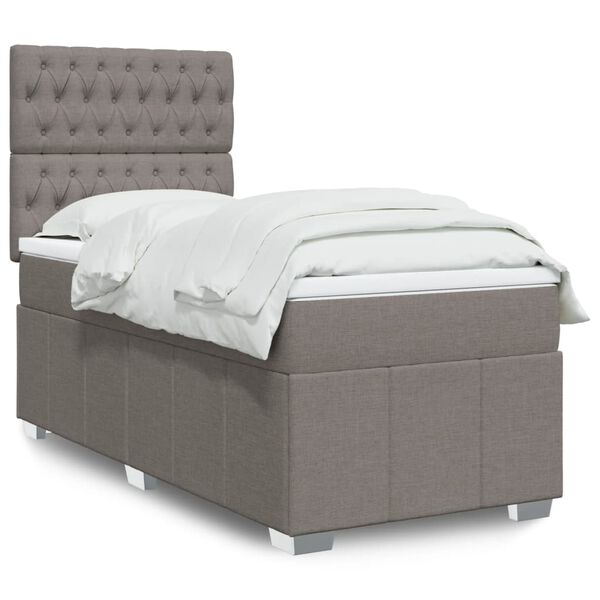 vidaXL &Kappa;&rho;&epsilon;&beta;ά&tau;&iota; Boxspring &mu;&epsilon; &Sigma;&tau;&rho;ώ&mu;&alpha; Taupe 90x190 &epsilon;&kappa;.&Upsilon;&phi;&alpha;&sigma;&mu;ά&tau;&iota;&nu;&omicron;