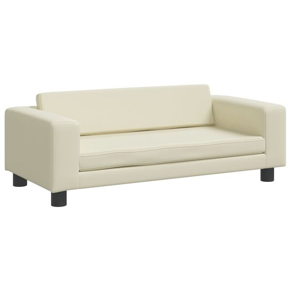 vidaXL Καναπές Παιδικός με Υποπόδιο Κρεμ 100 x 50 x 30 εκ. Συνθ. Δέρμα