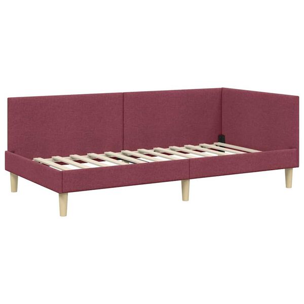 vidaXL Κρεβάτι Γωνίας Άλλο Μπορντό 90 x 190 cm Ύφασμα και Έργο ξύλου