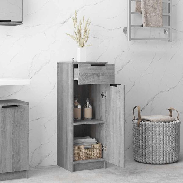 vidaXL Ντουλάπι Μπάνιου Γκρι Sonoma 32x34x90 εκ. Επεξεργασμένο Ξύλο