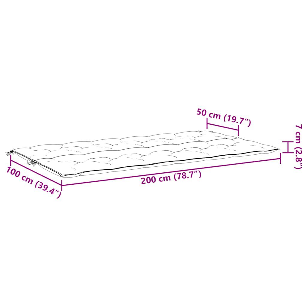 vidaXL Μαξιλάρι Πάγκου Κήπου Μπεζ 200x(50+50)x7 εκ. Ύφασμα Oxford