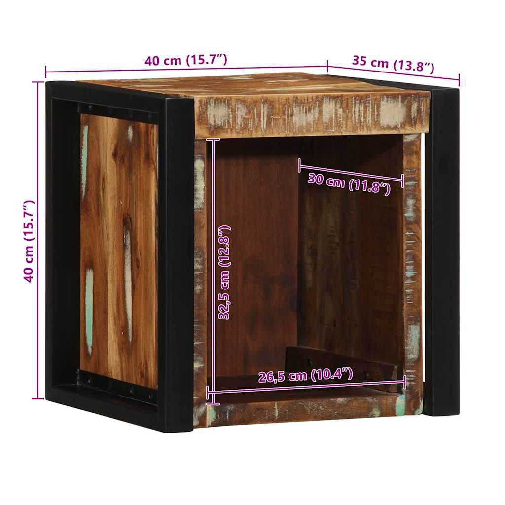 vidaXL Κομοδίνο Πολύχρωμο 40x35x40 cm Στερεό ξύλο αναγεννημένο