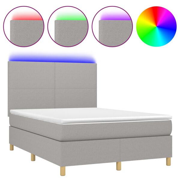 vidaXL &Kappa;&rho;&epsilon;&beta;ά&tau;&iota; Boxspring &mu;&epsilon; &Sigma;&tau;&rho;ώ&mu;&alpha; & LED &Alpha;&nu;.&Gamma;&kappa;&rho;&iota; 140x190&epsilon;&kappa;. &Upsilon;&phi;&alpha;&sigma;&mu;ά&tau;&iota;&nu;&omicron;