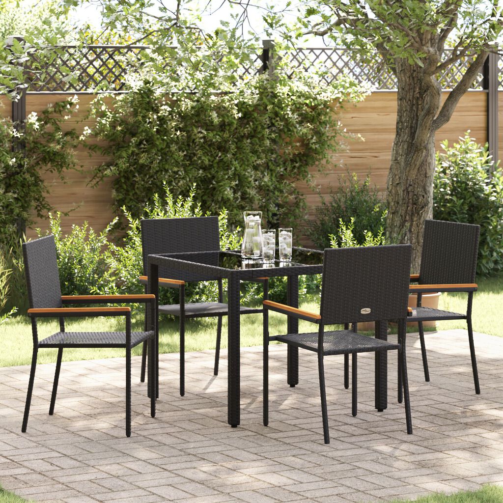 vidaXL Σέτ φαγητού για κήπο 5 pcs Μαύρο 90 x 90 x 75 cm