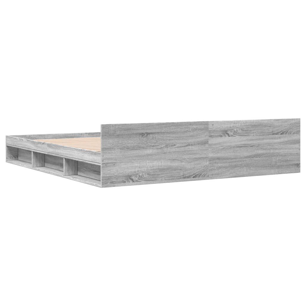 vidaXL Πλαίσιο Κρεβατιού με συρτάρια Γκρι sonoma 200x200εκ. Επεξ. Ξύλο