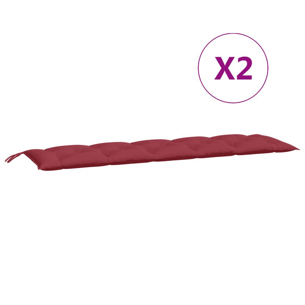 vidaXL Μαξιλάρια Πάγκου Κήπου 2 τεμ. Μπορντό 180x50x7cm Ύφασμα Oxford
